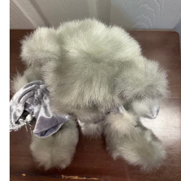 2000 G.A.C. Silver Teddy Bear Plush Stuffed Animal 14" Fuzzy Scarf Vintage - Picture 5 of 6
